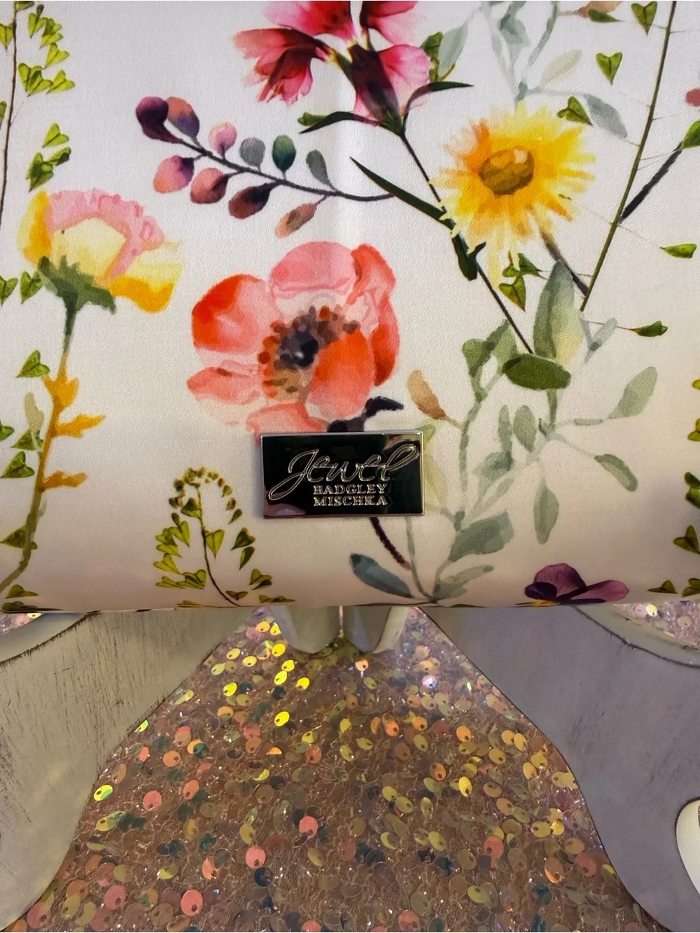 NWT Jewel by Badgley Mischka Signature Bow Envelope Clutch in Floral Pattern - Picture 3 of 11